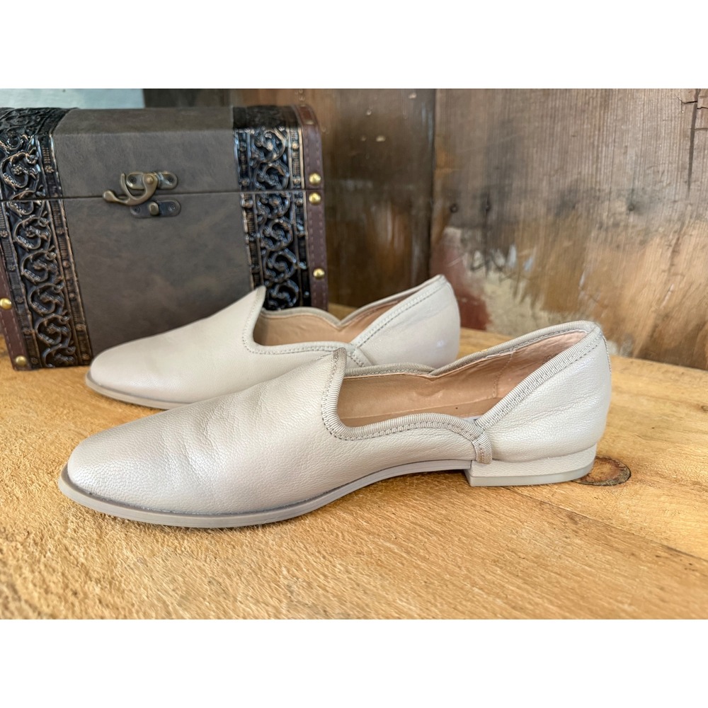 Chelsea & Violet Womens Metallic Cream Leather D'Orsay Loafers Flats Size 7.5